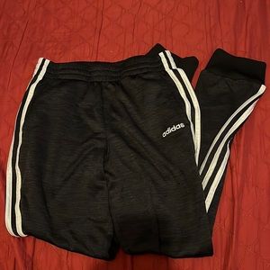 adidas black & white white logo joggers
